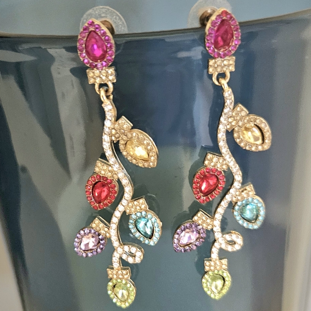 Multicolor Holiday Lighrs Gemstone Drop Earrings